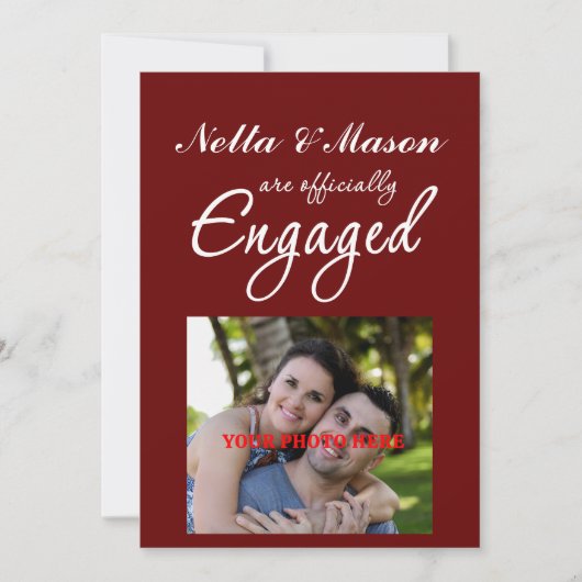 Ankündigung der einfachen Verlobung Foto (Vorderseite)