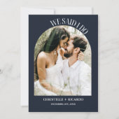 Ankündigung der Elegance Arch Navy Blue Elopement (Vorderseite)