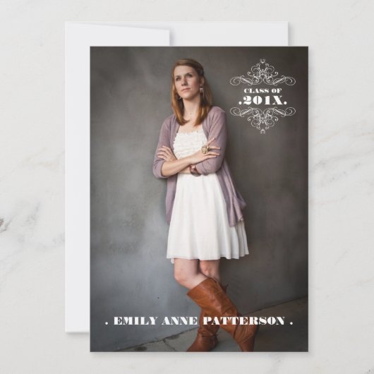 Ankündigung der Elegant Swirl Foto Graduation Part (Vorderseite)