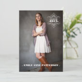 Ankündigung der Elegant Swirl Foto Graduation Part (Stehend Vorderseite)