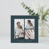 Ankündigung der eleganten Square Multi-Foto-Verlob (Stehend Vorderseite)