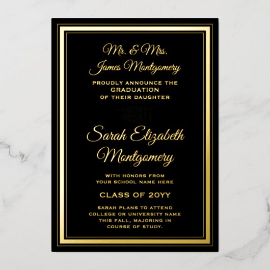 Ankündigung der Eltern von Black & Foil Foto Absch (Vorderseite)