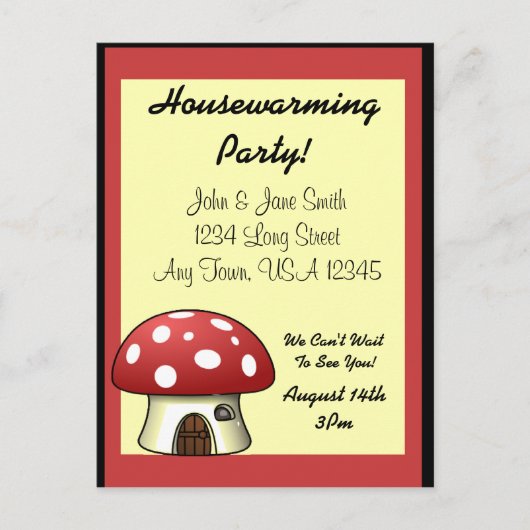 Ankündigung der Erwärmung des Mushroom House (Vorderseite)