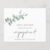 Ankündigung der Eukalyptus-Verlobung für das Budge (Vorderseite)