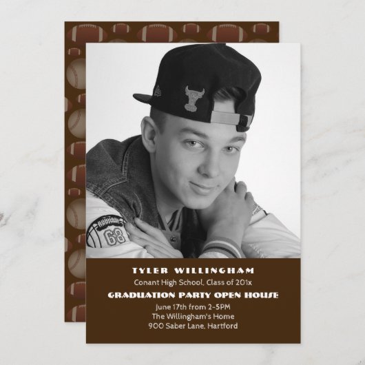 Ankündigung der Football Foto Graduation Party (Vorne/Hinten)