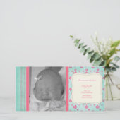 Ankündigung der Geburt der Vintagen Rosa-Flora (Stehend Vorderseite)