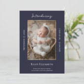 Ankündigung der Geburt des Fotos Navy Blue Modern (Stehend Vorderseite)