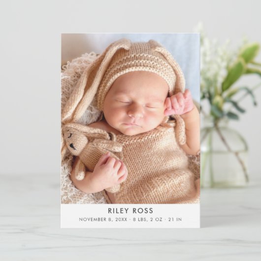 Ankündigung der Geburt des modernen Fotos (Stehend Vorderseite)