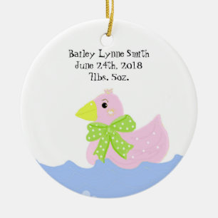 Ankündigung der Geburt einer rosa Ente Keramikornament