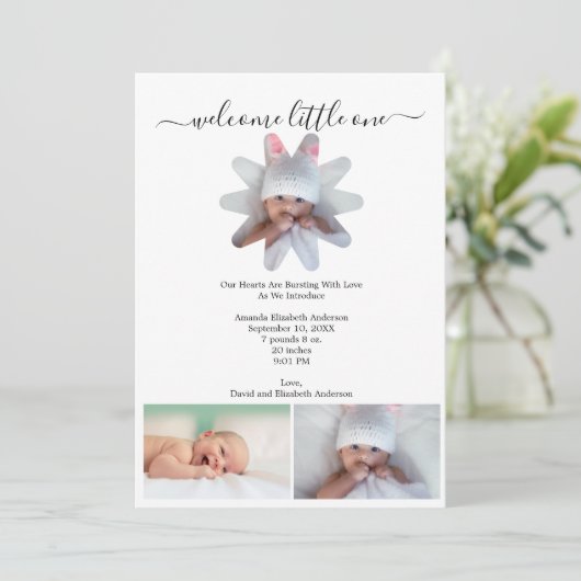 Ankündigung der Geburt eines Babys oder eines Foto (Stehend Vorderseite)