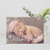 Ankündigung der Geburt eines Fotos mit Handschrift (Stehend Vorderseite)