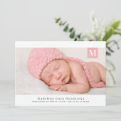 Ankündigung der Geburt eines Fotos mit Monogramm (Stehend Vorderseite)
