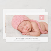 Ankündigung der Geburt eines Fotos mit Monogramm (Vorne/Hinten)