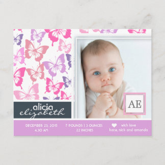 Ankündigung der Geburt eines Fotos von Butterfys