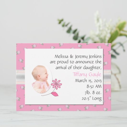 Ankündigung der Geburt eines hübschen Pink Baby Gi (Stehend Vorderseite)