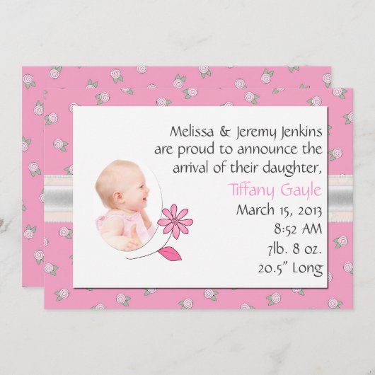 Ankündigung der Geburt eines hübschen Pink Baby Gi (Vorne/Hinten)
