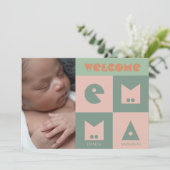 Ankündigung der Geburt eines Kindes mit 4 Buchstab (Stehend Vorderseite)