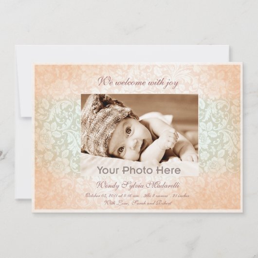 Ankündigung der Geburt eines kleinen Kindes in Ros (Vorderseite)