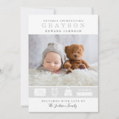 Ankündigung der Geburt eines modernen Fotos mit de (Vorderseite)