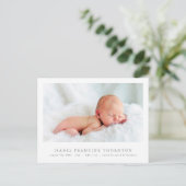 Ankündigung der Geburt eines Neugeborenen Postkarte (Stehend Vorderseite)