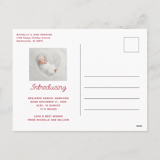 Ankündigung der Geburt eines niedlichen Fotos (Rückseite)