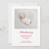 Ankündigung der Geburt eines niedlichen Fotos (Rückseite)