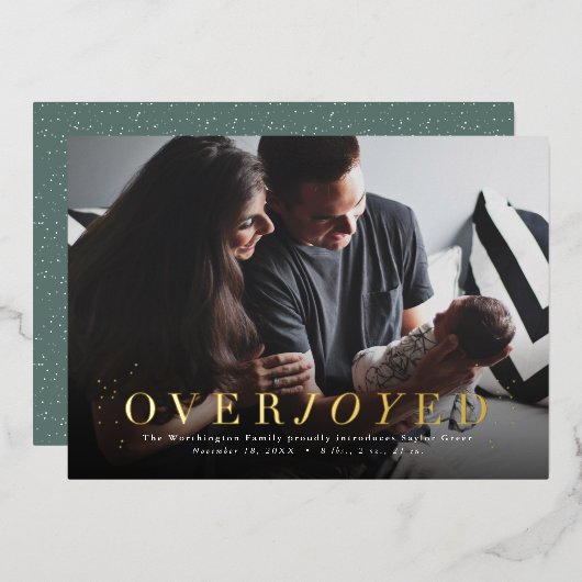 Ankündigung der Geburt eines überglückten Fotos (Vorderseite/Rückseite)