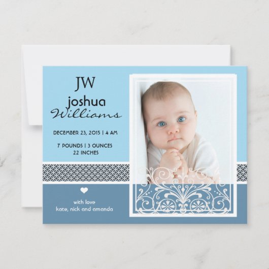 Ankündigung der Geburt eines Vintagen Fotos (Vorderseite)