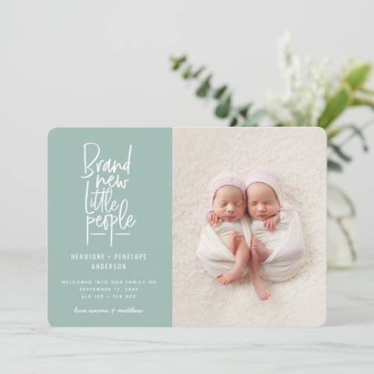 Ankündigung der Geburt eines Zwillings von Hand (Stehend Vorderseite)