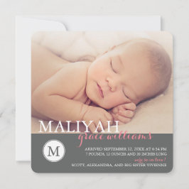 Ankündigung der Geburt/Rose eines klassischen Mono