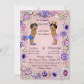 Ankündigung der Geburt Zwillinge, rosa, farbig (Vorderseite)