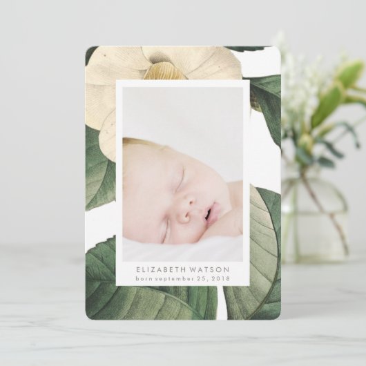 Ankündigung der Geburtskarte der weißen antiken Bl (Stehend Vorderseite)