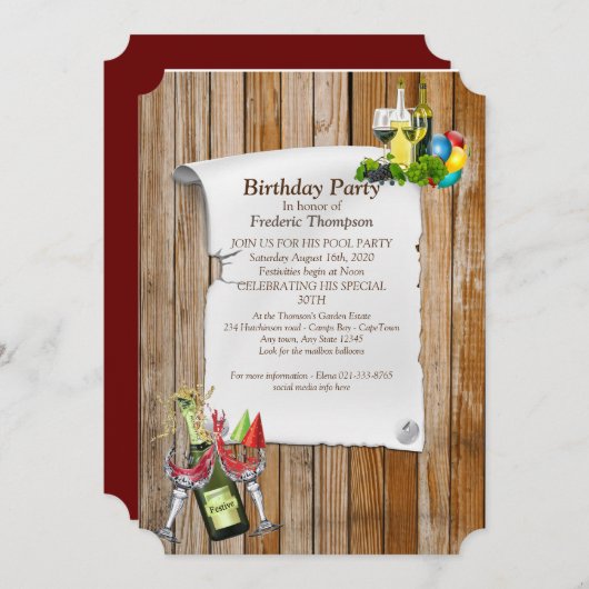 Ankündigung der Geburtstagspartei (Vorne/Hinten)