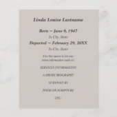 Ankündigung der Gedenkfeier (Rückseite)