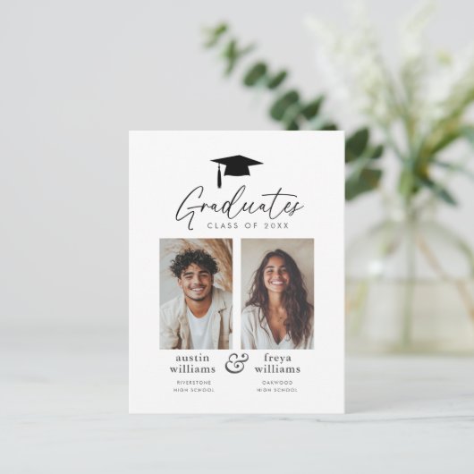 Ankündigung der Gemeinsamen Graduierungspartei 2 F Postkarte (Stehend Vorderseite)