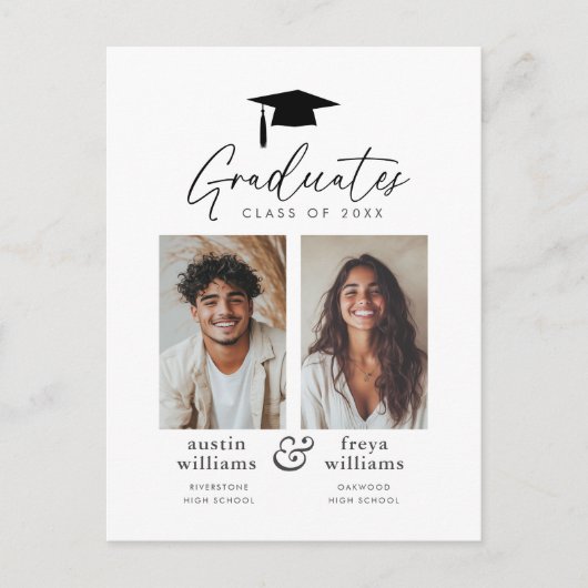 Ankündigung der Gemeinsamen Graduierungspartei 2 F Postkarte (Vorderseite)