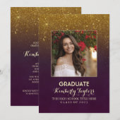 Ankündigung der Gold Glitzer Foto Graduation Party (Vorne/Hinten)