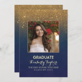 Ankündigung der Gold Glitzer Foto Graduation Party (Vorne/Hinten)
