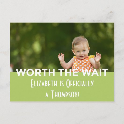 Ankündigung der grünen Adoption (Vorderseite)