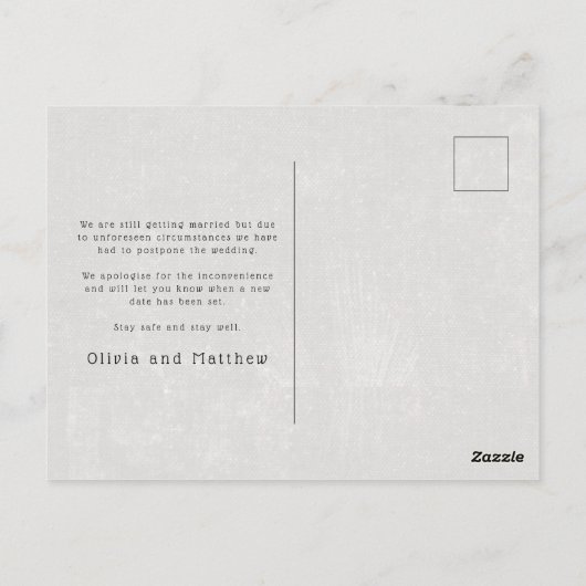 Ankündigung der Hochzeitsfeier im Foto Postkarte (Rückseite)