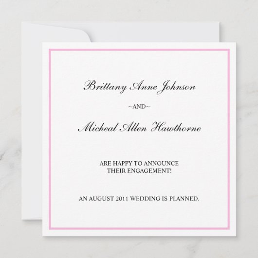 Ankündigung der Hochzeitsfeier in Rosa Damask Verl (Rückseite)