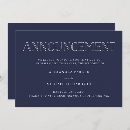 Ankündigung der Hochzeitskündigung der modernen Ma (Vorne/Hinten)