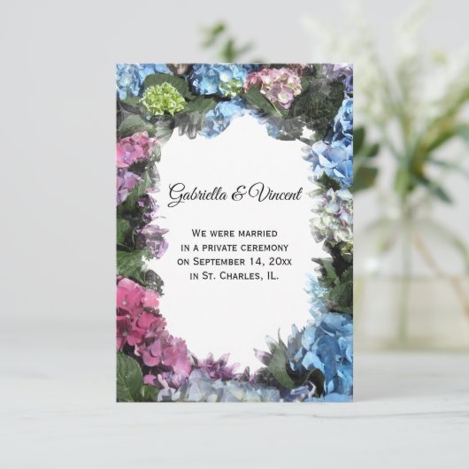 Ankündigung der Hydrangea-Blume-Rahmen-Ehe (Stehend Vorderseite)