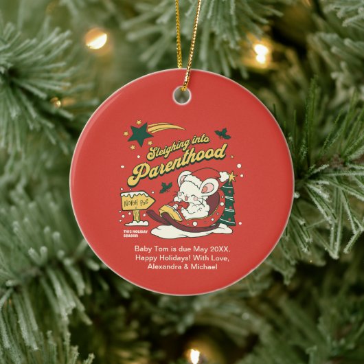 Ankündigung der Kinderschwangerschaft für moderne Keramik Ornament (Baum)