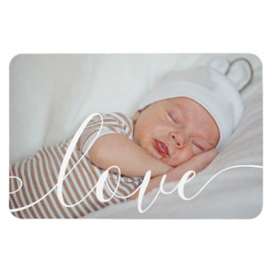 Ankündigung der Liebe mit Babyfoto und Schriftzug Magnet