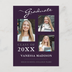 Ankündigung der Lila Graduate-Ankündigung für mode Postkarte