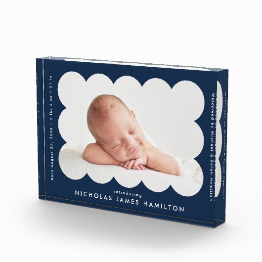 Ankündigung der Marine Moderne Scalloped Birth Fotoblock (Rechts)