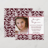 Ankündigung der Maroon Damask Foto Graduierung Par (Vorne/Hinten)