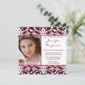 Ankündigung der Maroon Damask Foto Graduierung Par (Stehend Vorderseite)