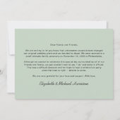 Ankündigung der "Minimal Foto Sage Green Elopement (Rückseite)